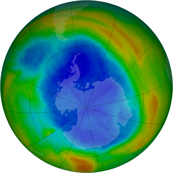 Antarctic ozone map for 10 September 1989